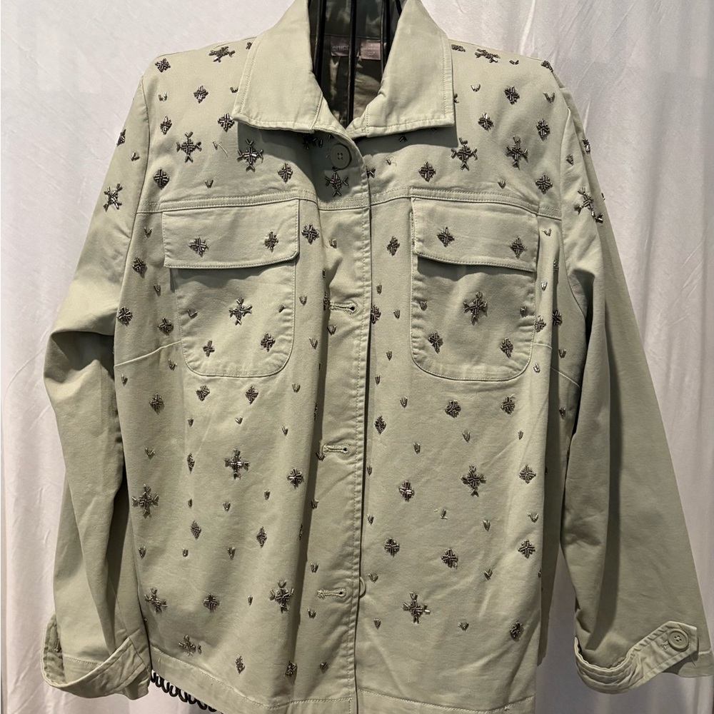 NWOT Chicos Embellished Jacket - Green